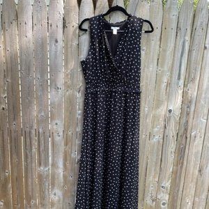 Black-and-white polka-dotted sleeveless maxi dress (size 12)